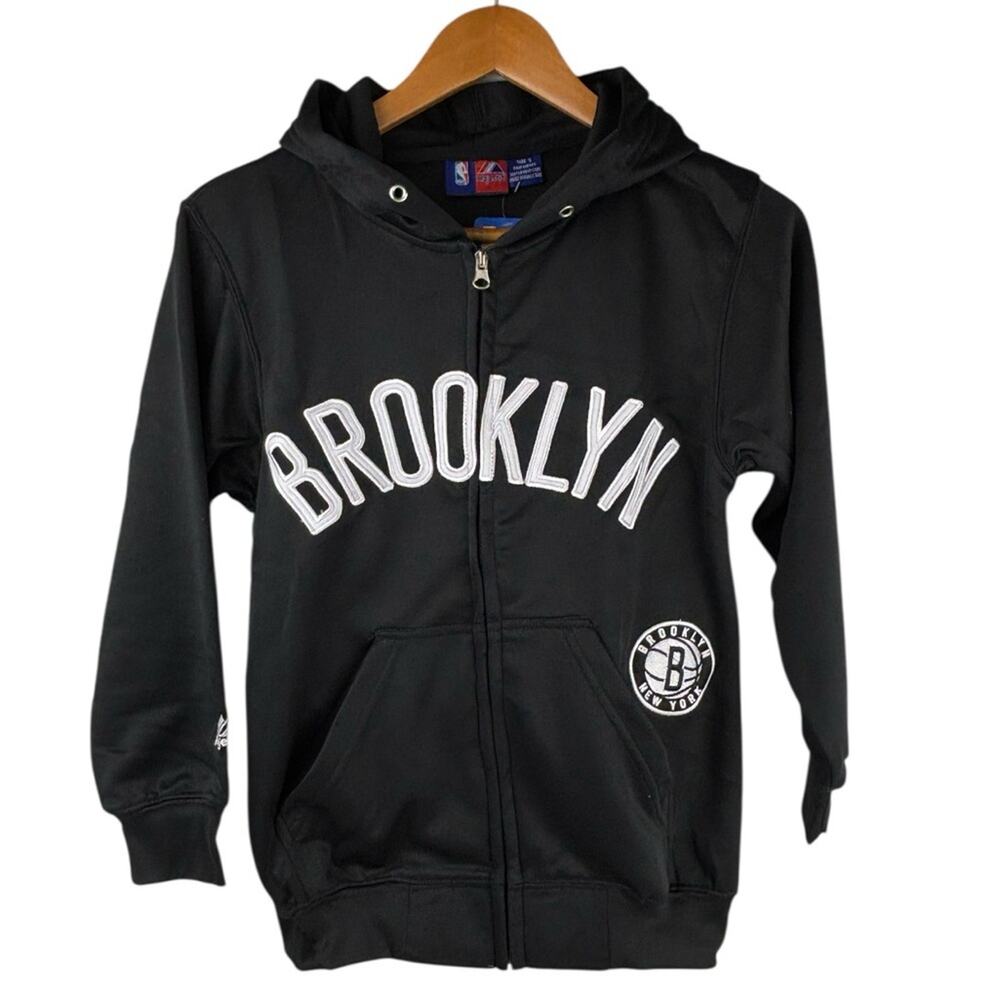 NWT Women's NBA Black Brooklyn NY Basketball Sports NBA Zip Up Hoodie, Medium - Picture 3 of 9